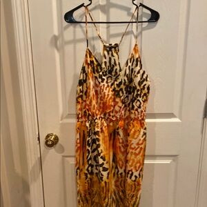 Walter Baker Orange Brown Midi Sundress size Large